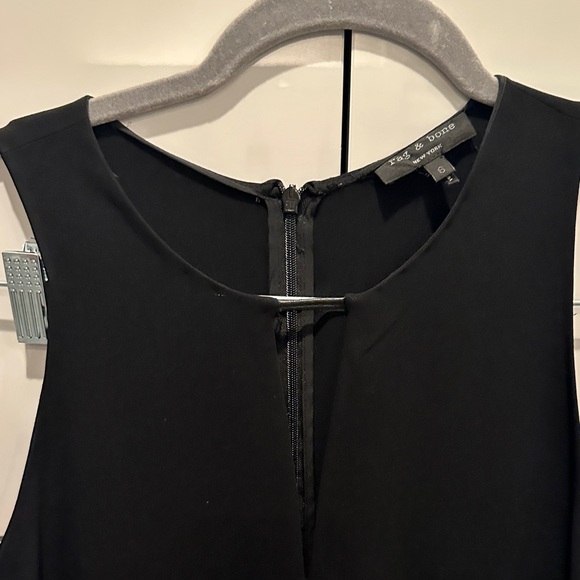 Rag & Bone Lana Leather Trim Elegant Black Sleeveless Jumpsuit - Picture 4 of 10